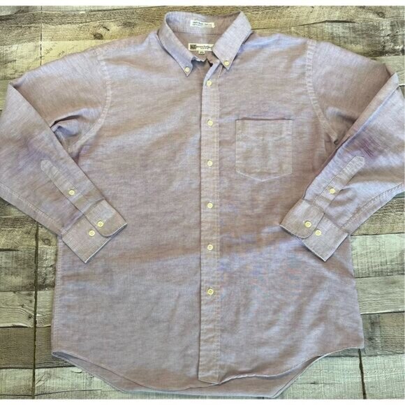 Vintage Balmain Single Stitch Collared Long Sleeve Mauve Button Up | 32/33 - Picture 1 of 5
